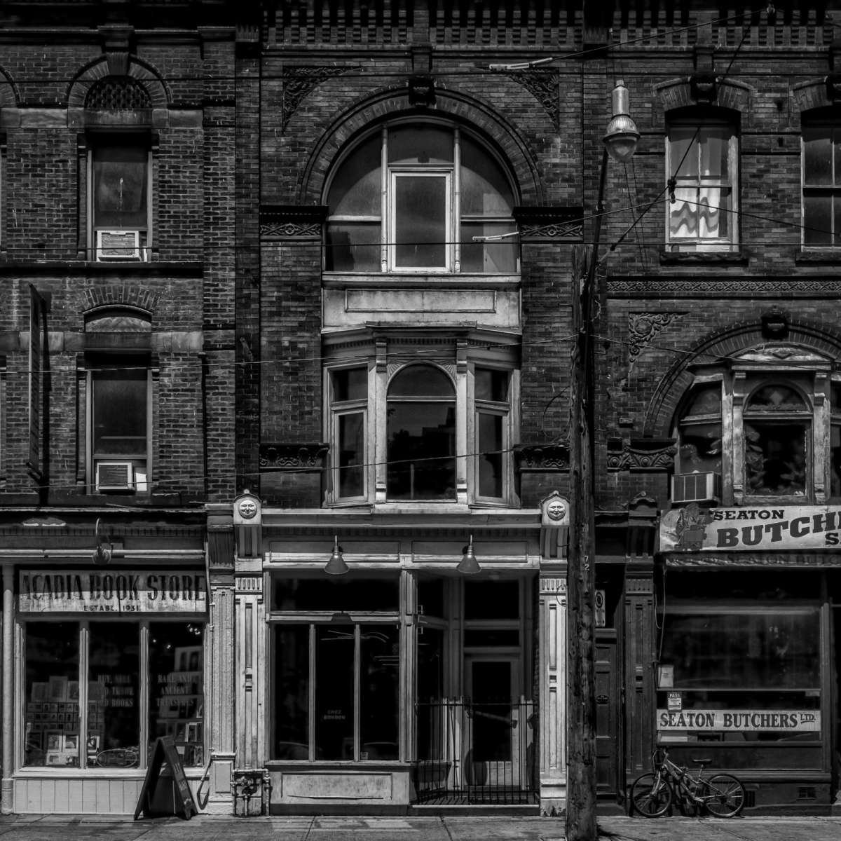 Historic Downtown Storefronts in Black and White Wall Art - Image 2