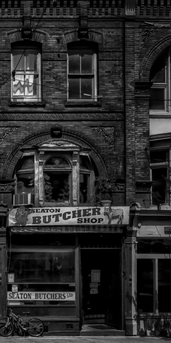 Historic Downtown Storefronts in Black and White Wall Art - Image 20