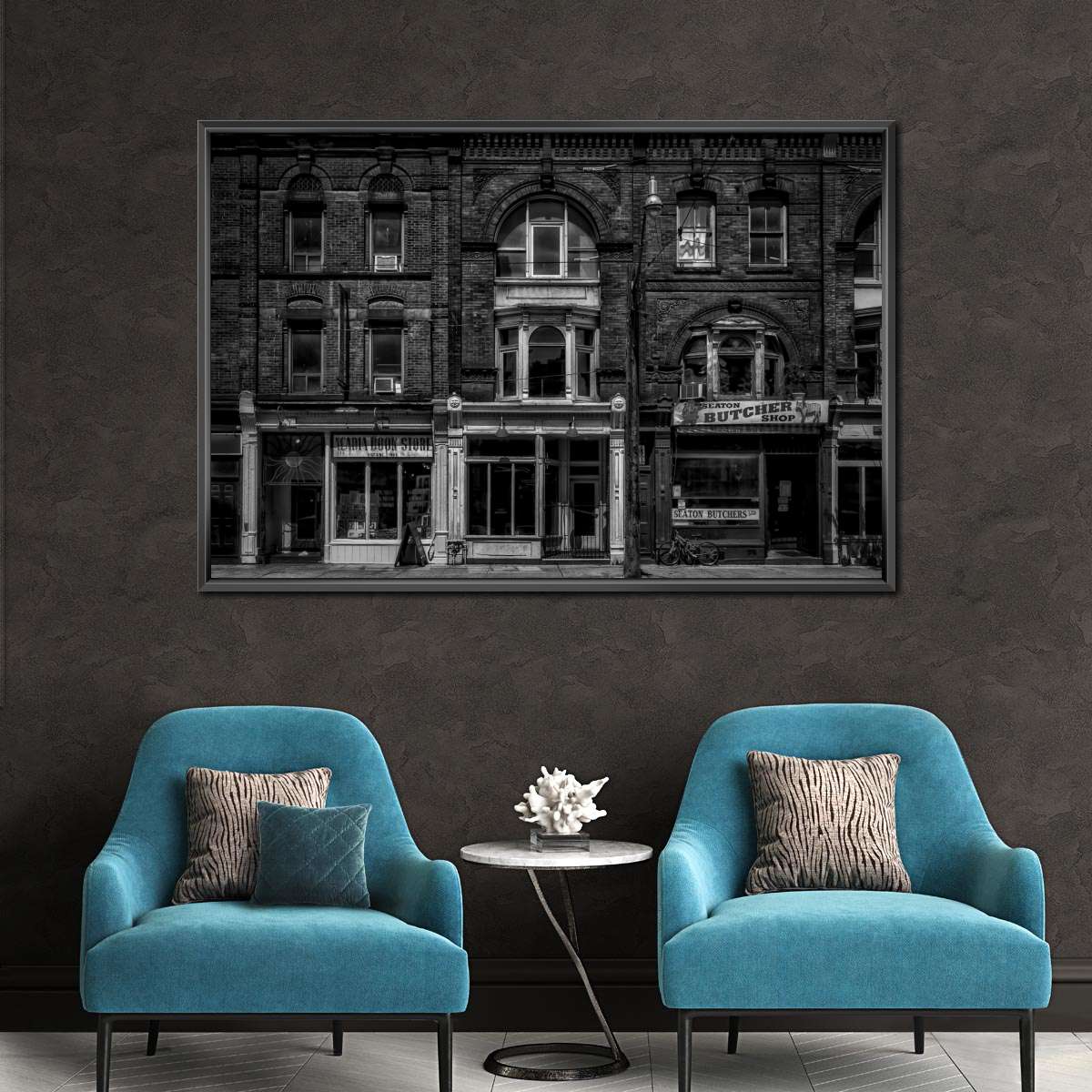 Historic Downtown Storefronts in Black and White Wall Art - Image 5