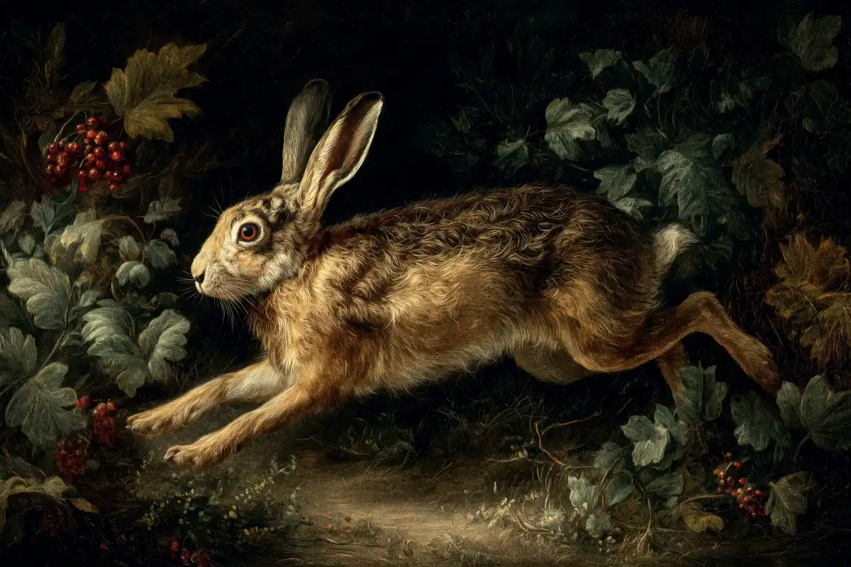 Leaping Hare in the Forest Wall Art - Image 16