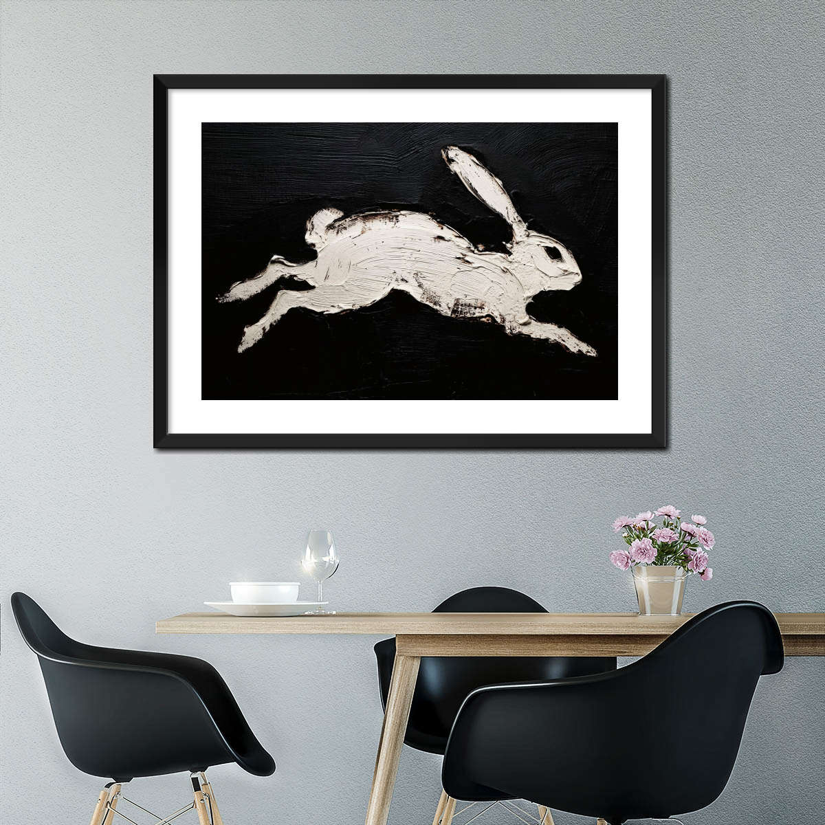 Leaping White Rabbit Painting Wall Art - Image 6