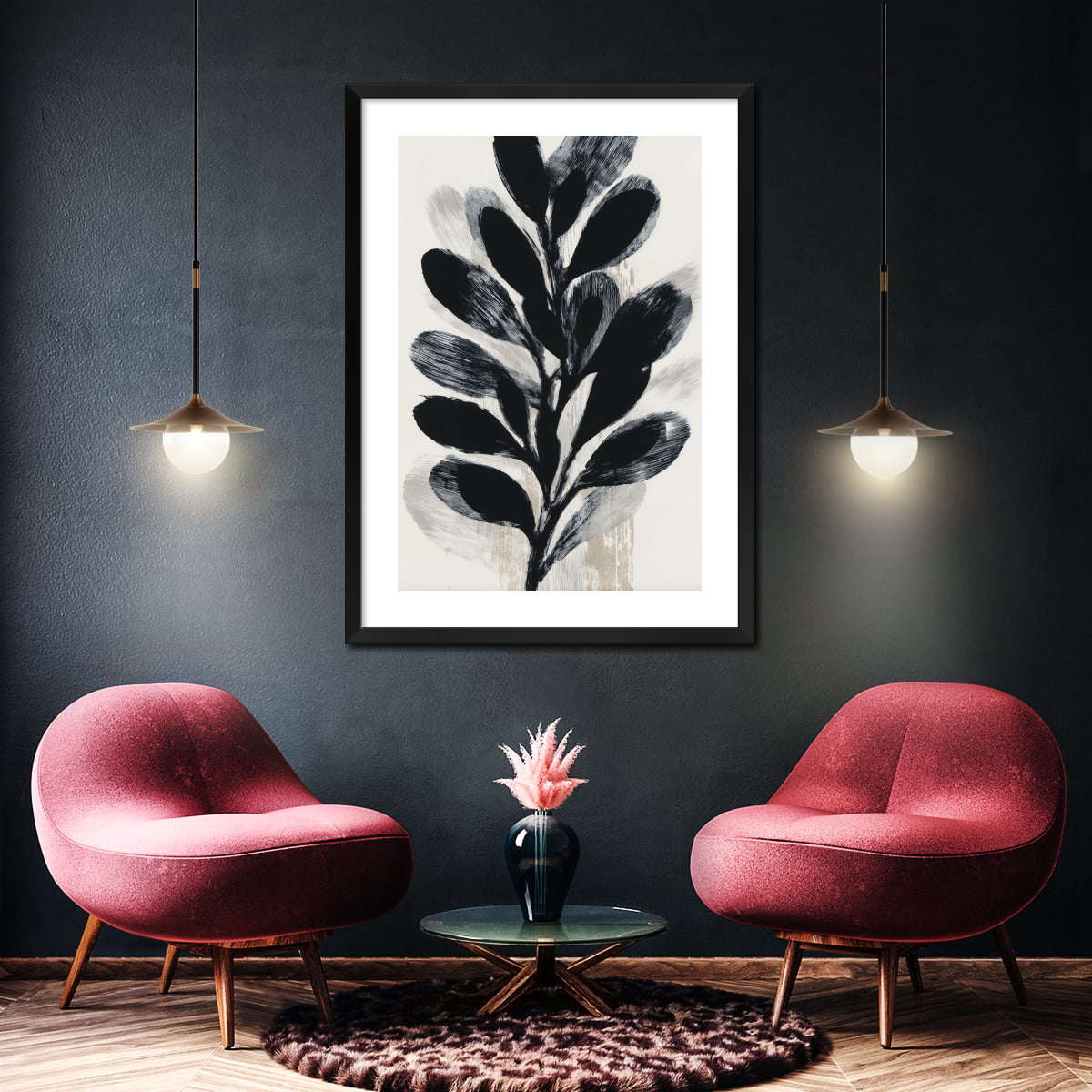 Midnight Leaf Stem Wall Art - Image 6
