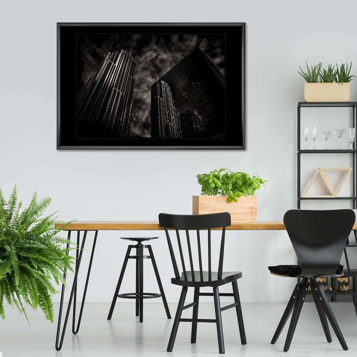 Monochrome Cityscape Reflection Wall Art - Image 5