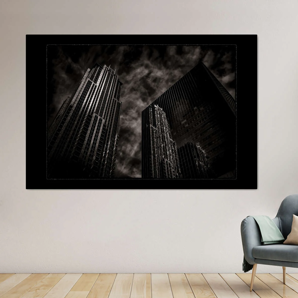 Monochrome Cityscape Reflection Wall Art - Image 7