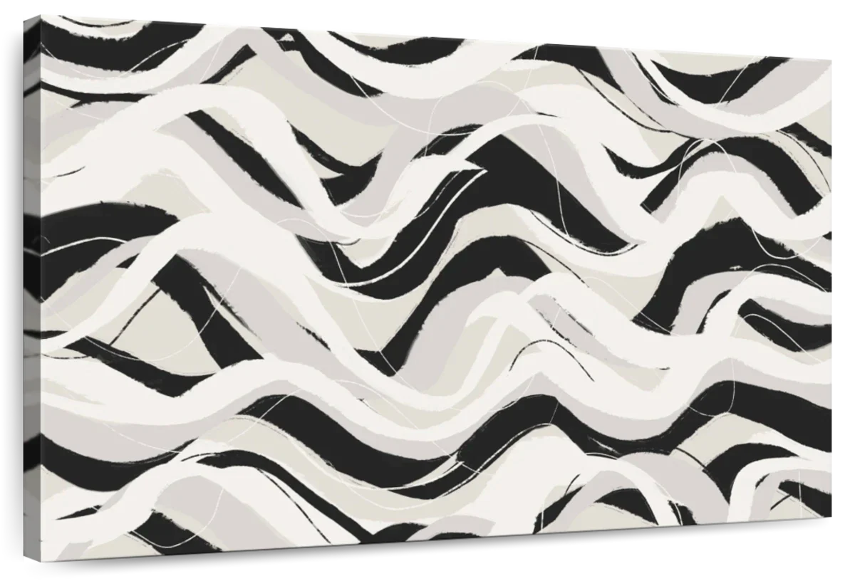 Monochrome Waves Wall Art