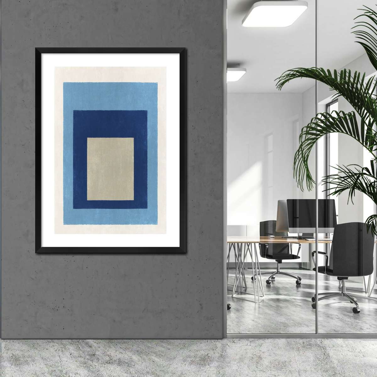 Navy and Sky Blue Nested Rectangles Wall Art - Image 6