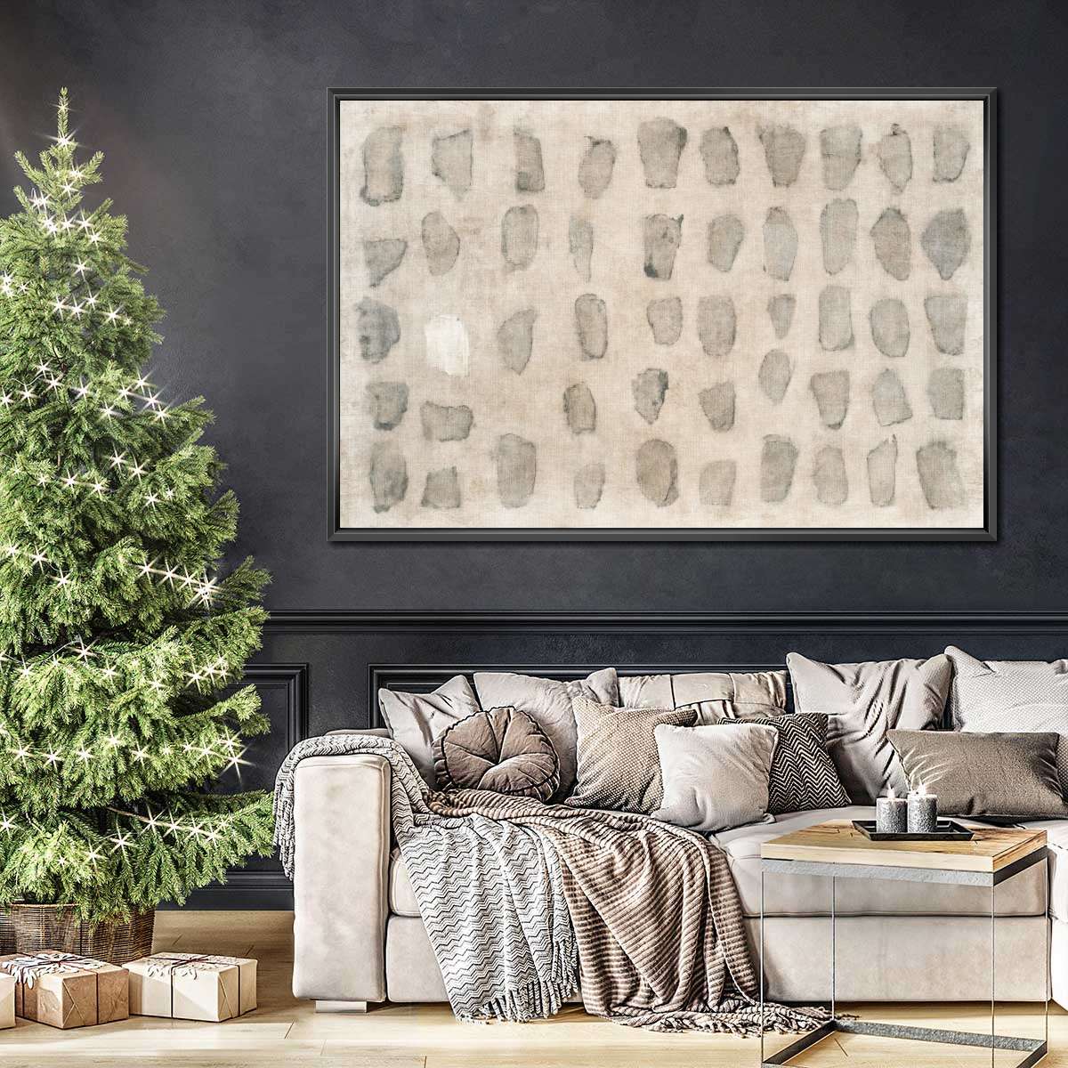 Neutral Canvas Dots Abstract Wall Art - Image 5