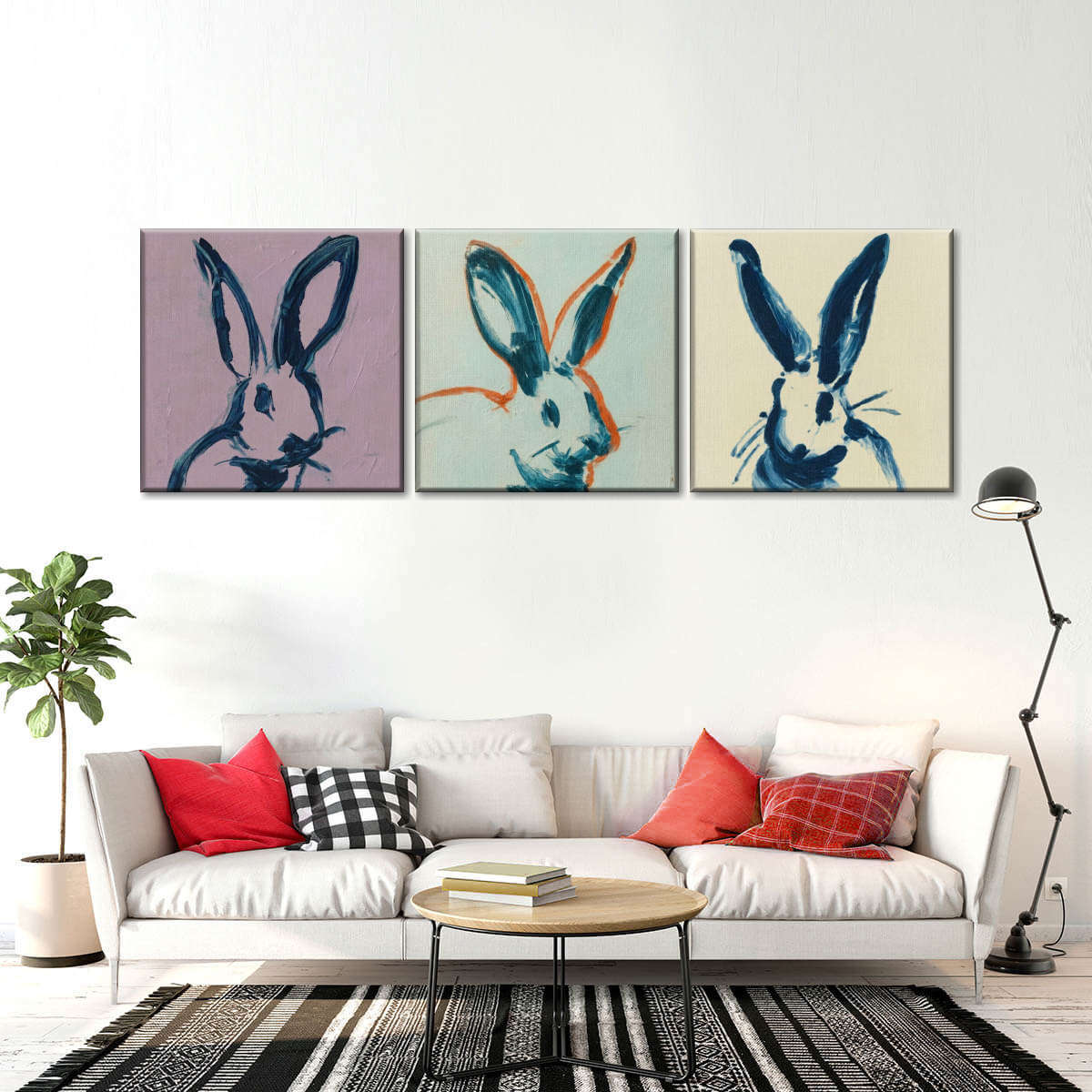Pastel Rabbit Triptych Wall Art - Image 5