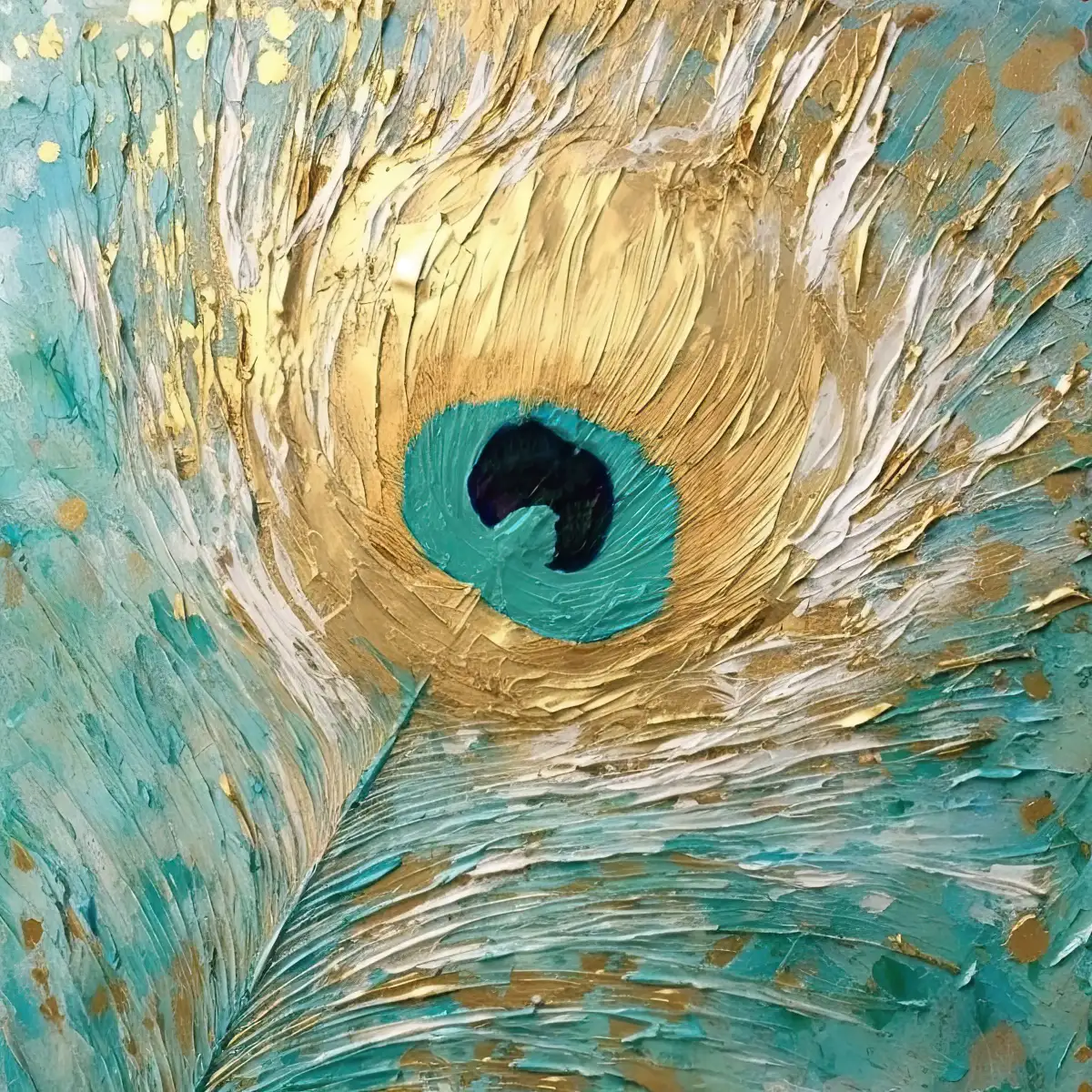 Peacock Impasto I Wall Art - Image 14