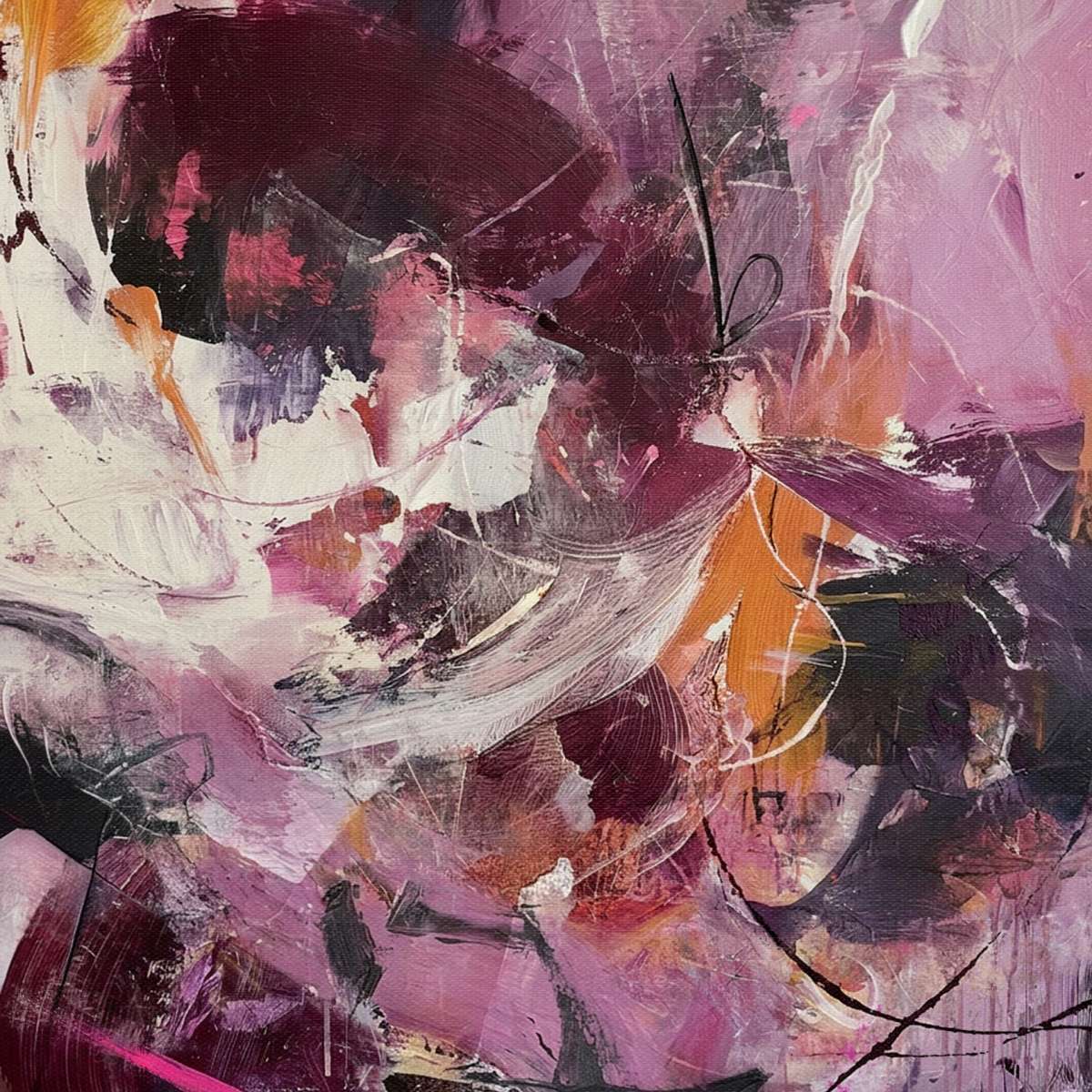 Pink Abstract Brushwork Wall Art - Image 2