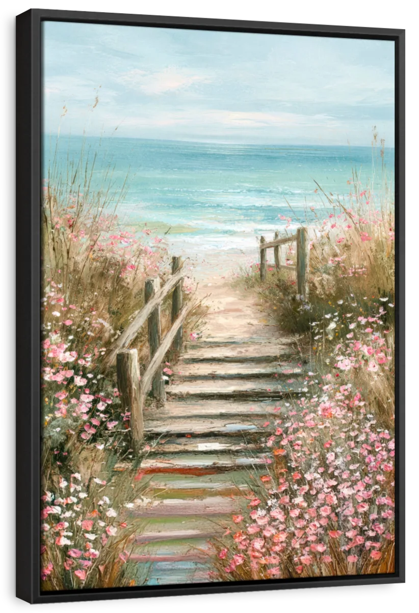 Pink Wildflowers Beach Path Wall Art - Image 19