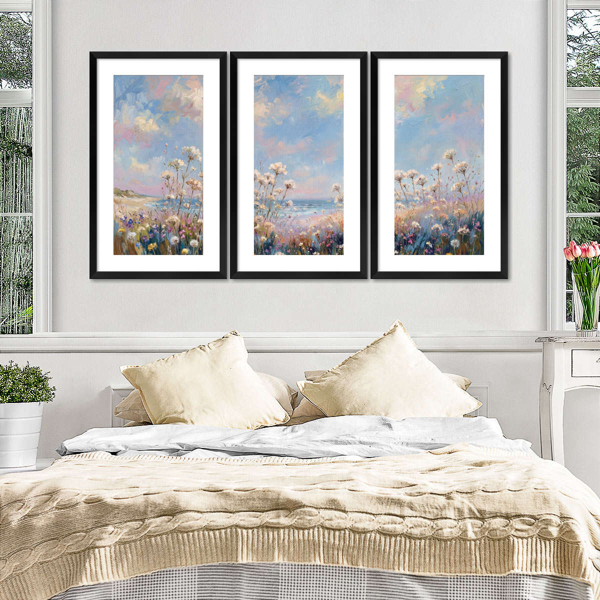Queen Anne's Lace at Sunset Seashore Wall Art - Image 14