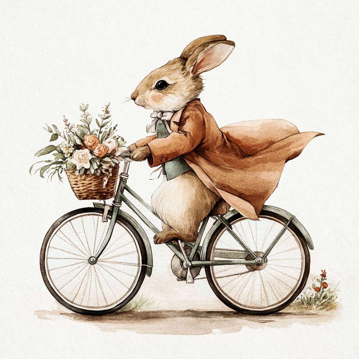 Rabbit on a Bicycle Wall Art - Image 2