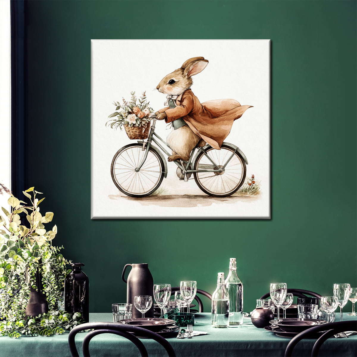 Rabbit on a Bicycle Wall Art - Image 3