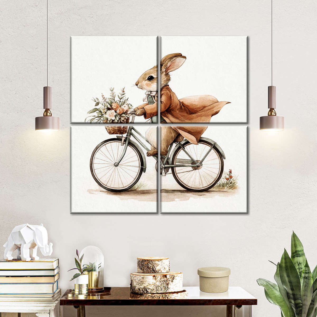 Rabbit on a Bicycle Wall Art - Image 4