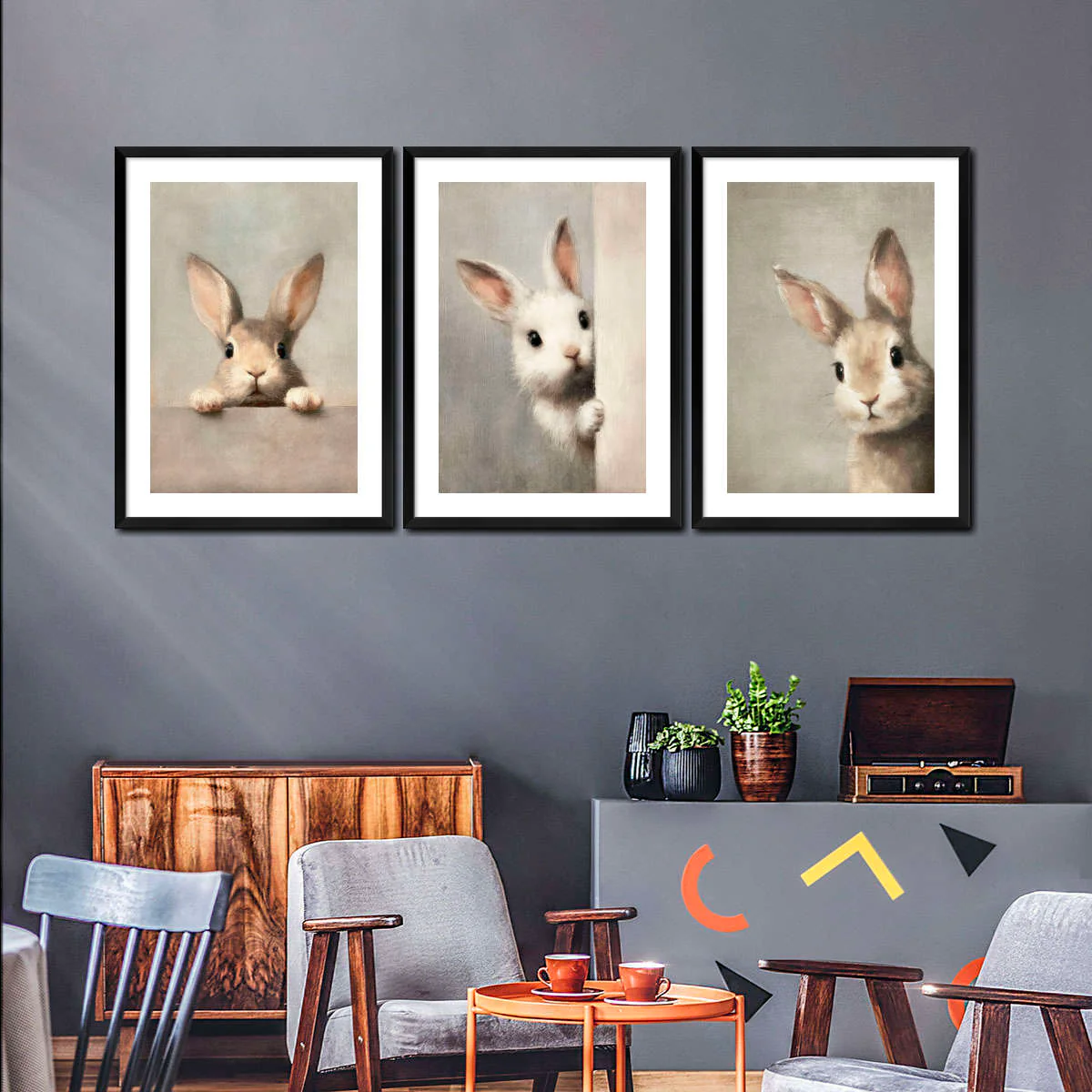 Rabbit Triptych Wall Art - Image 8