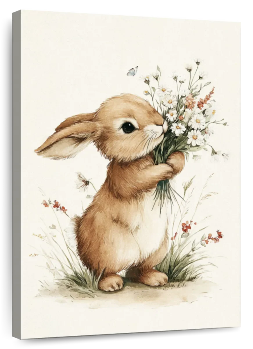 Rabbit With Wildflowers Wall Art