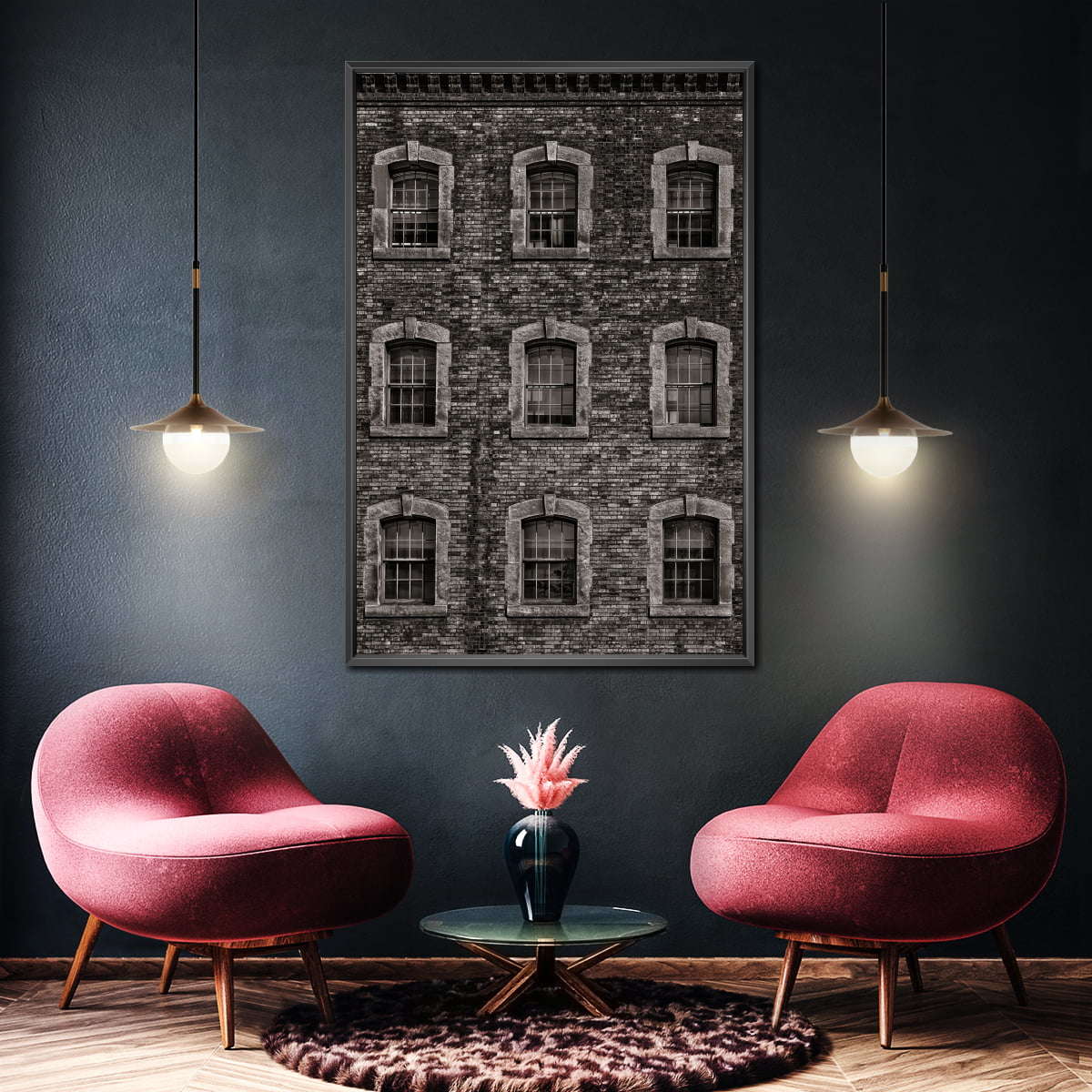 Repetitive Brick Windows Wall Art - Image 5