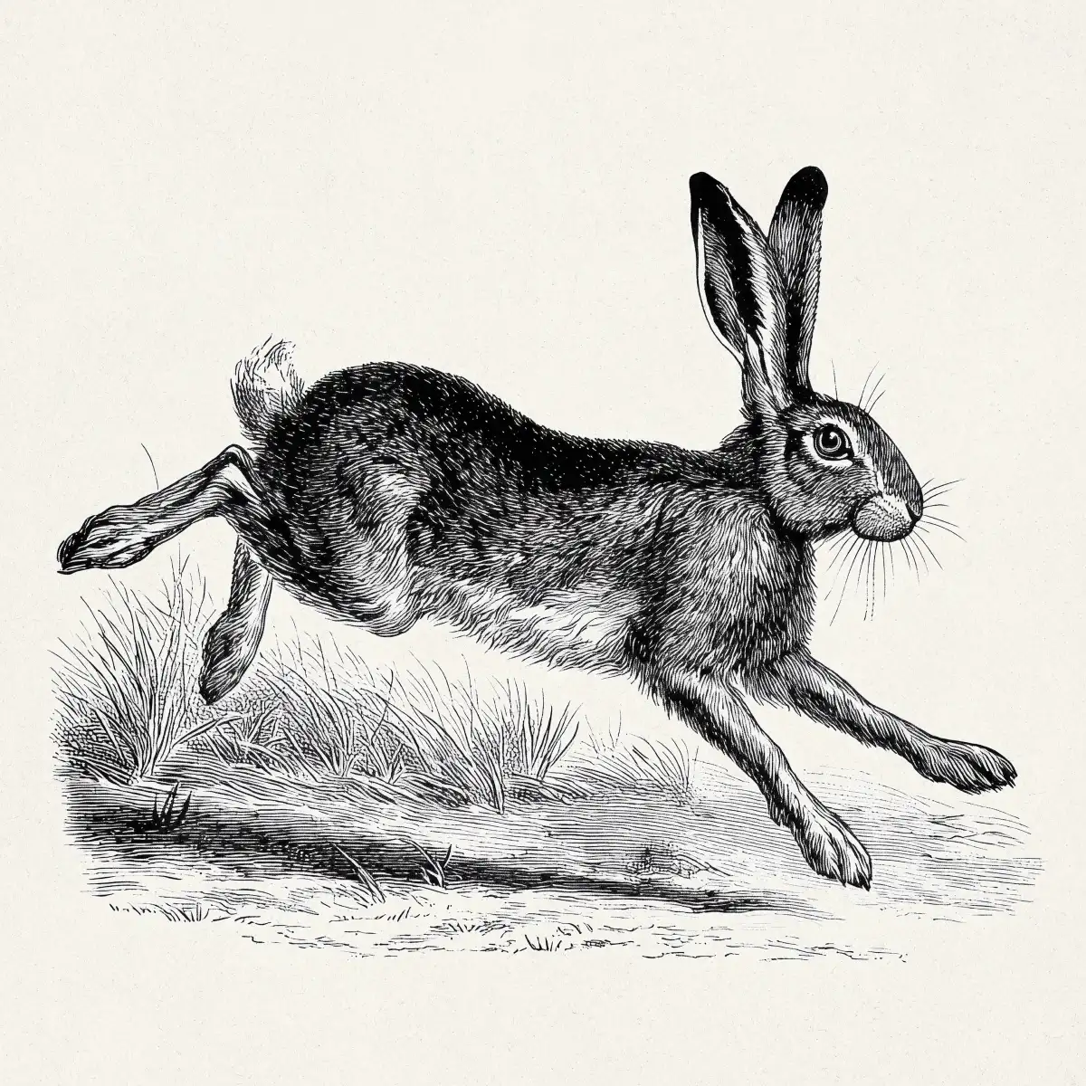 Running Hare Engraving Print Wall Art - Image 13