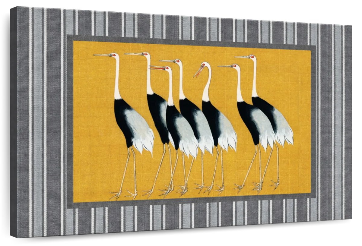 Seven Japanese Red Crown Crane Reinterpreted Wall Art