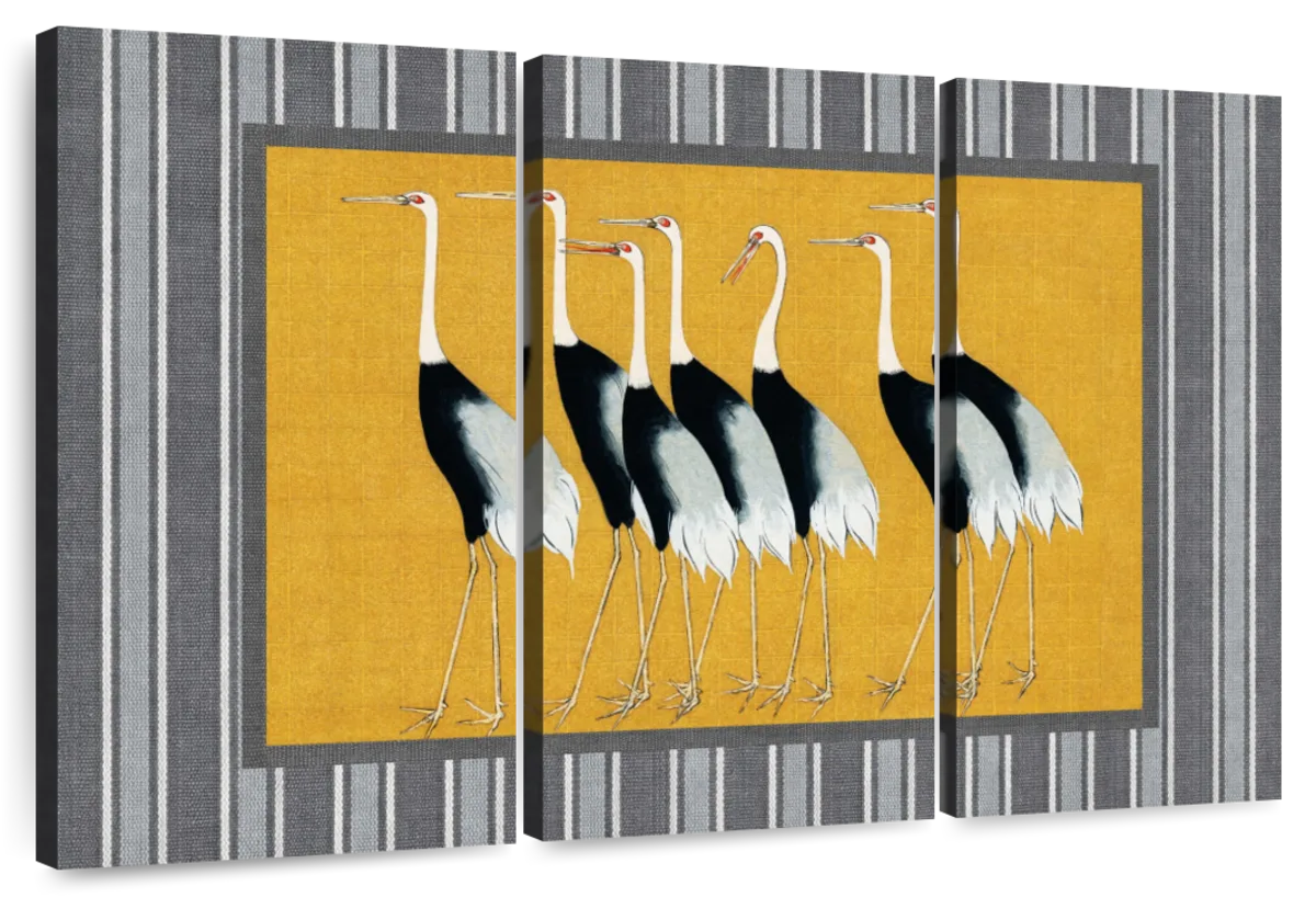 Seven Japanese Red Crown Crane Reinterpreted Wall Art - Image 10