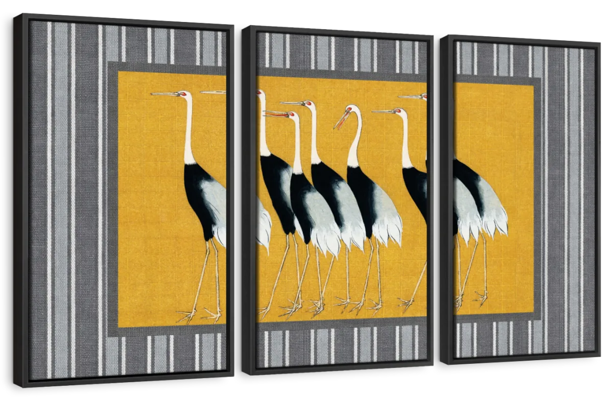 Seven Japanese Red Crown Crane Reinterpreted Wall Art - Image 11