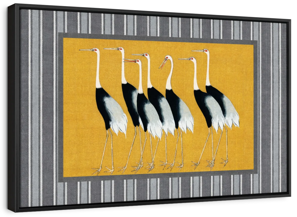 Seven Japanese Red Crown Crane Reinterpreted Wall Art - Image 12