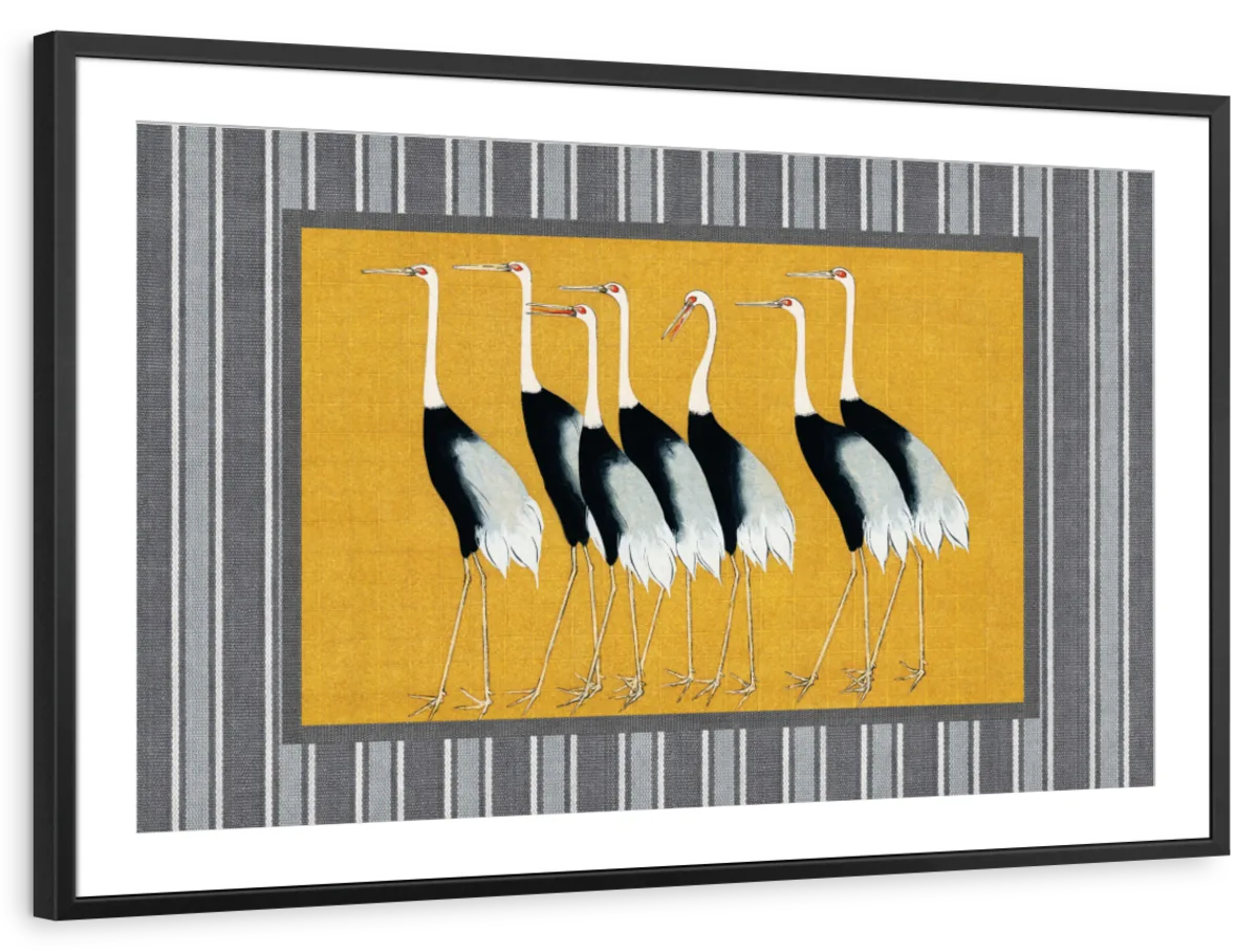 Seven Japanese Red Crown Crane Reinterpreted Wall Art - Image 14