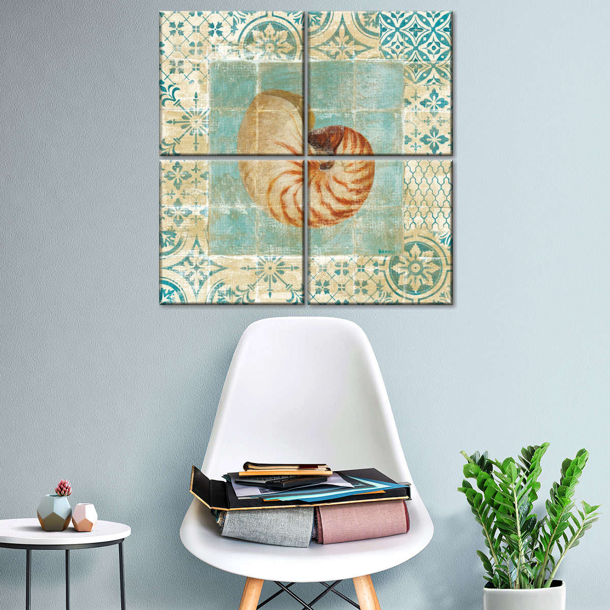 Shell Tiles III Blue Wall Art - Image 4