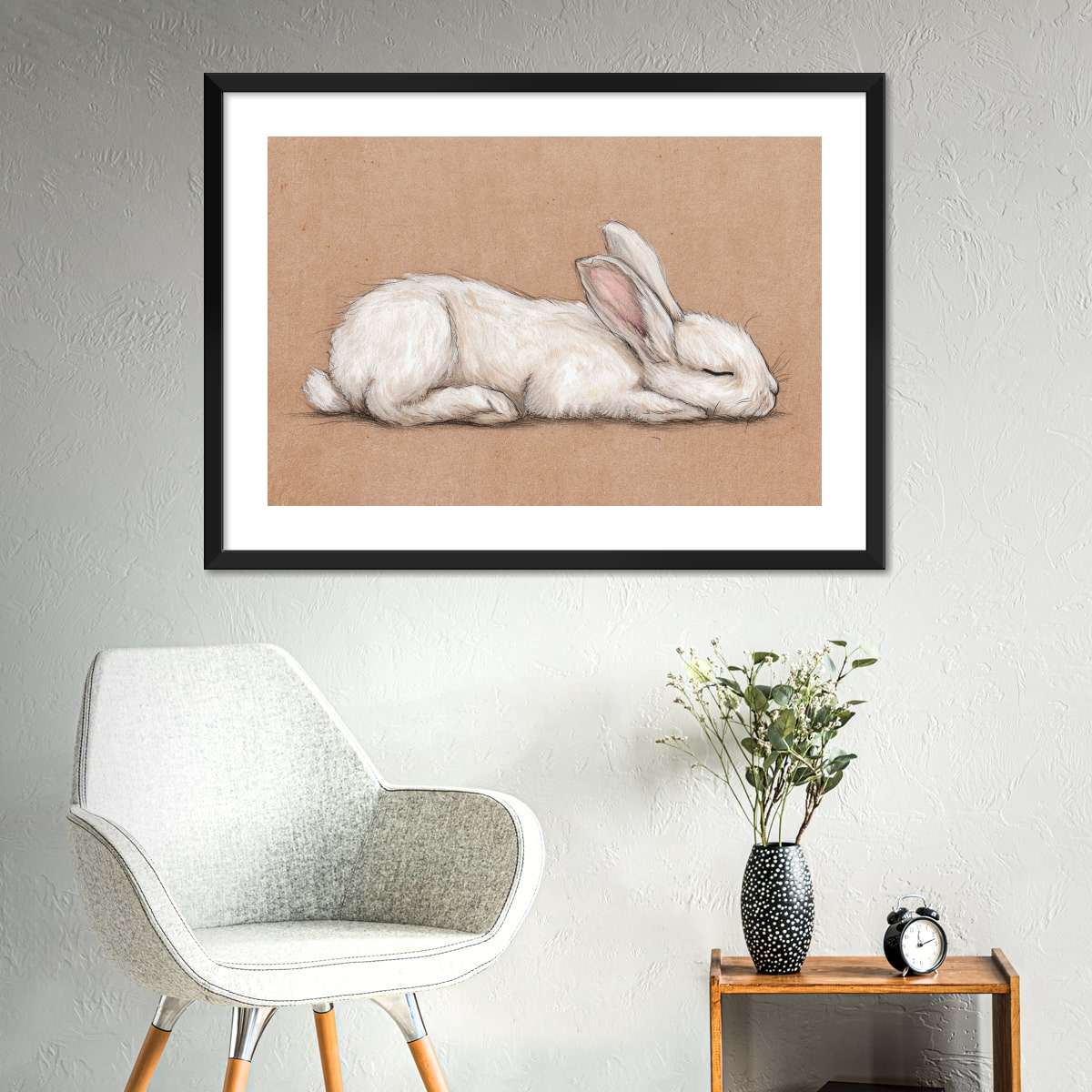 Sleeping White Rabbit Wall Art - Image 7