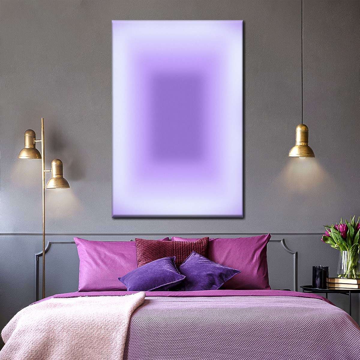 Soft Purple Glow Rectangle Abstract Wall Art - Image 3