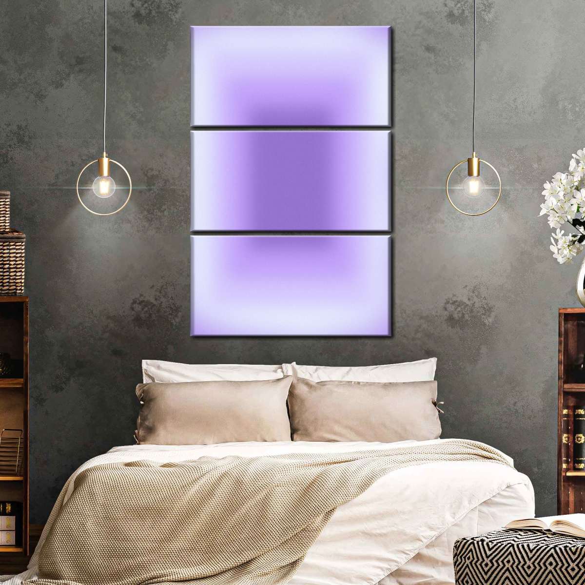 Soft Purple Glow Rectangle Abstract Wall Art - Image 4