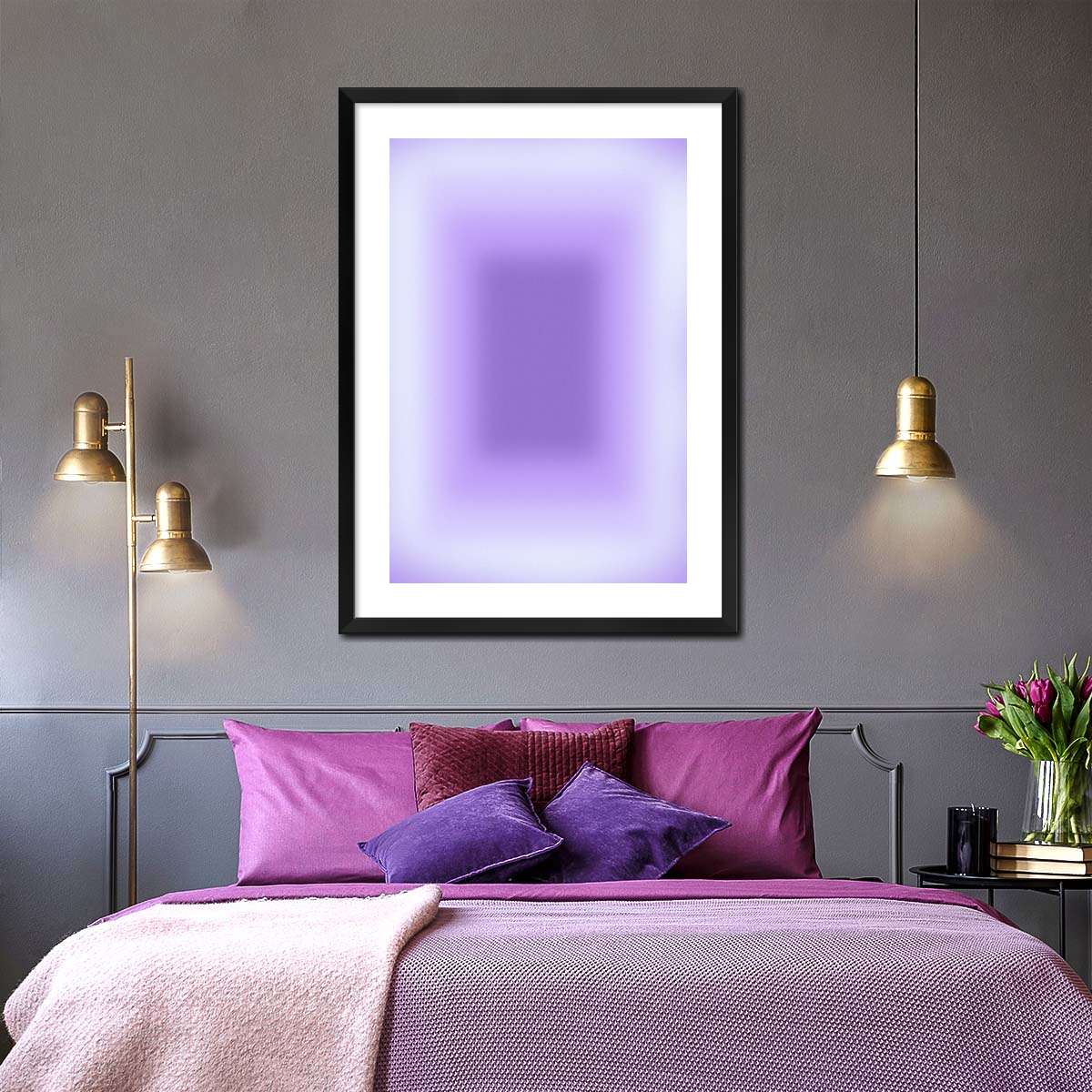Soft Purple Glow Rectangle Abstract Wall Art - Image 6