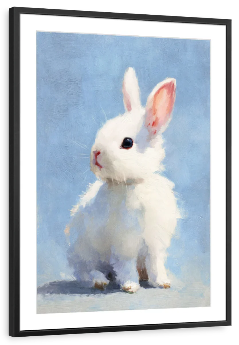 Soft White Bunny Rabbit Painting Wall Art - Image 10
