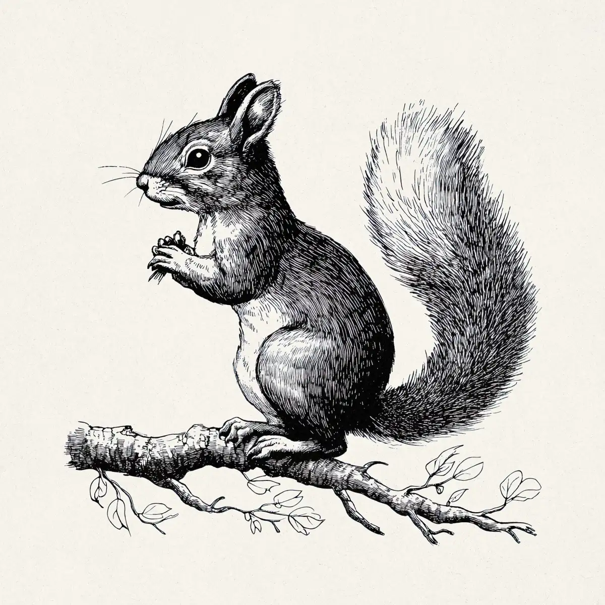 Squirrel on a Branch Engraving Wall Art - Image 13