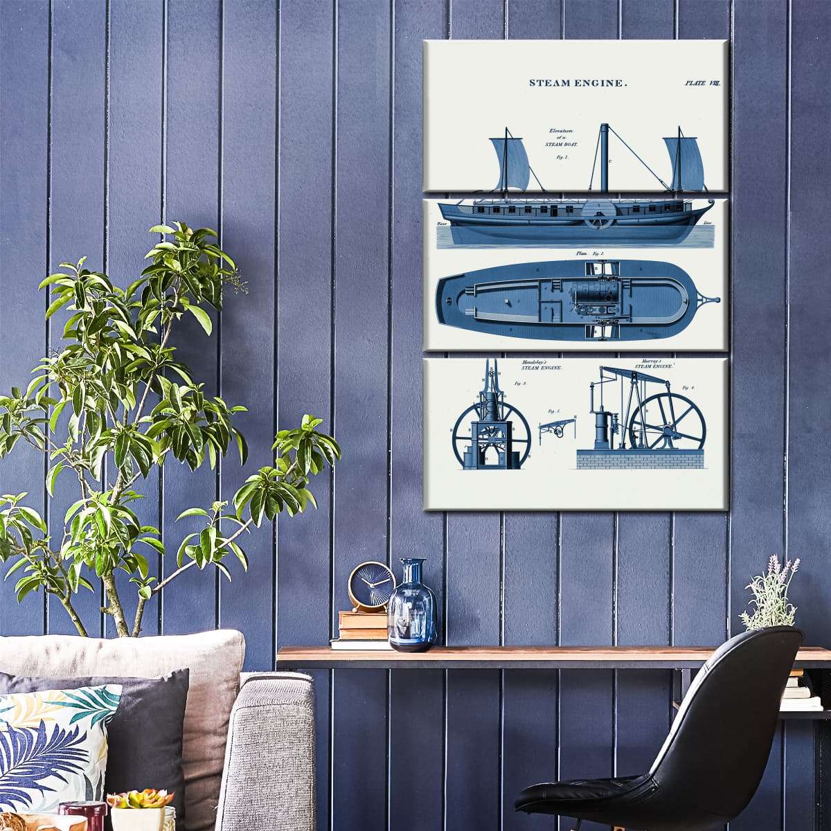 Steam Engine Blueprint Wall Art - Image 4