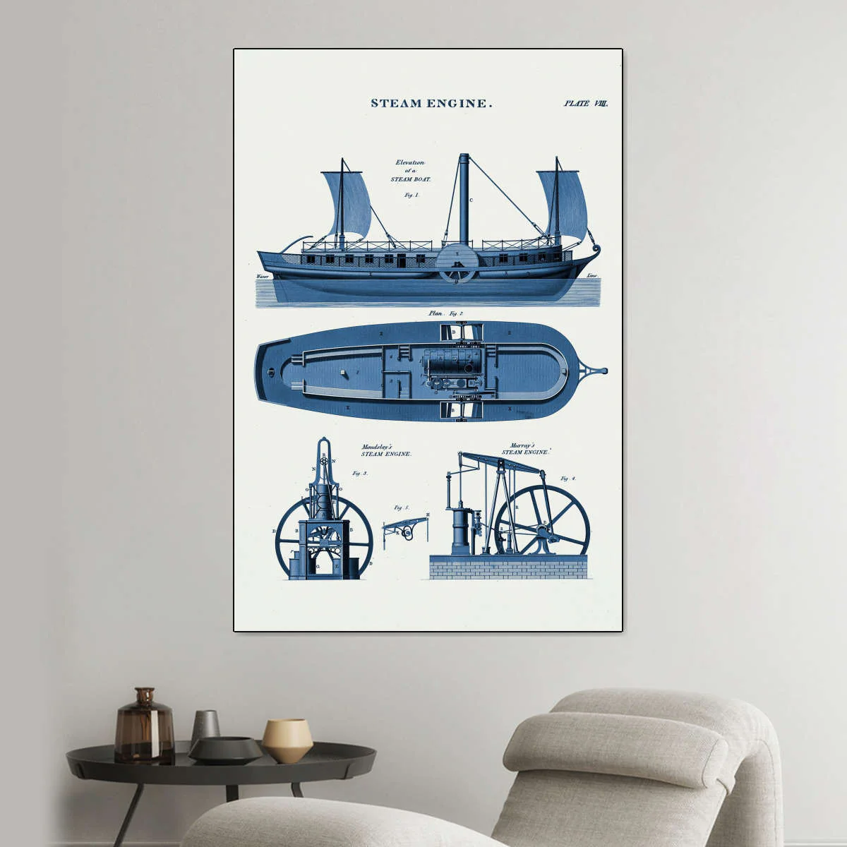Steam Engine Blueprint Wall Art - Image 7