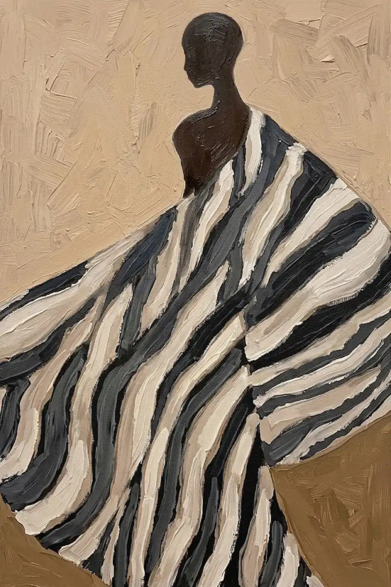 Striped Figure in Motion Wall Art - Image 13