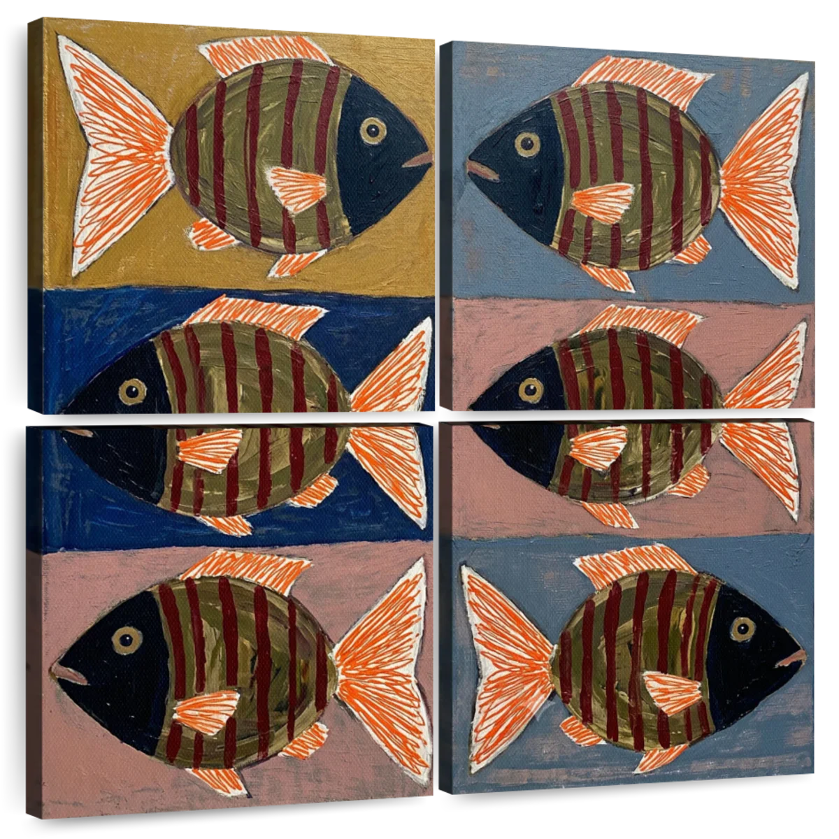 Stylized Tropical Fish Pattern Pop Art Wall Art - Image 8