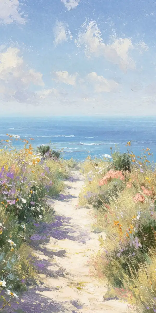 Sunlit Wildflower Coastal Path Wall Art - Image 19