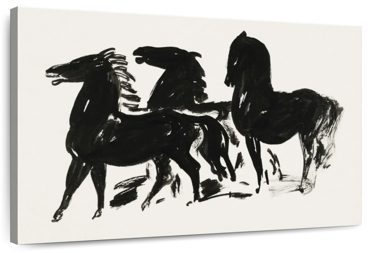 Three Black Horses Wall Art