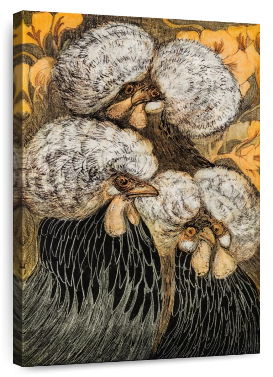 Three Crested Chickens Wall Art