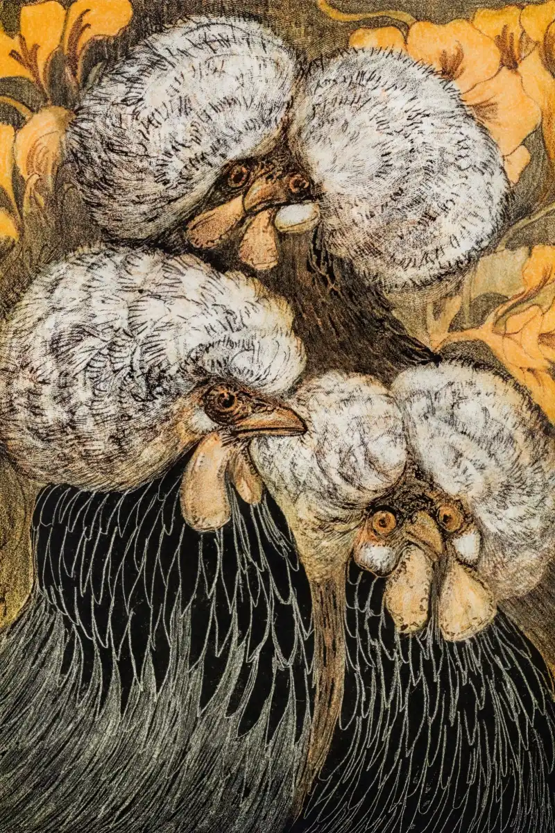 Three Crested Chickens Wall Art - Image 10