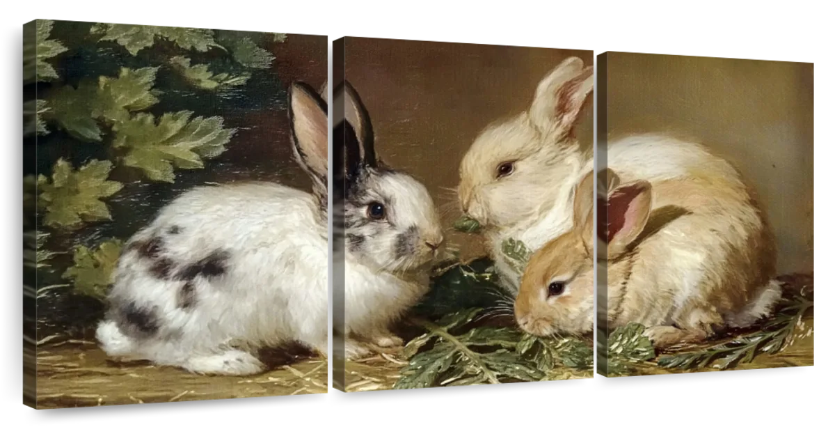 Three Rabbits with Greens Wall Art - Image 9