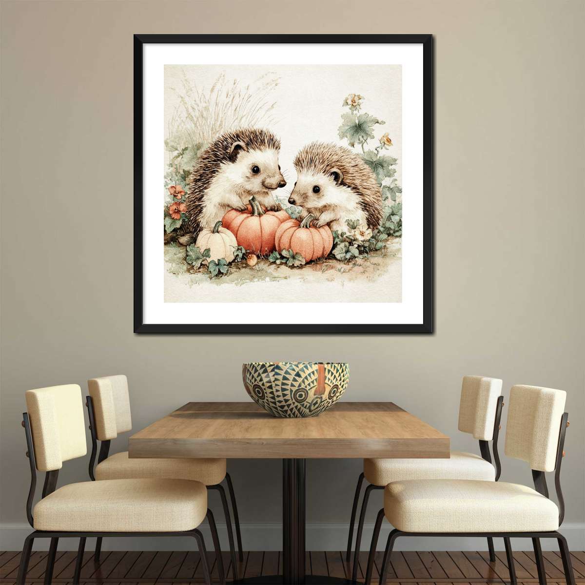 Two Hedgehogs with Autumn Pumpkins Wall Art - Image 6