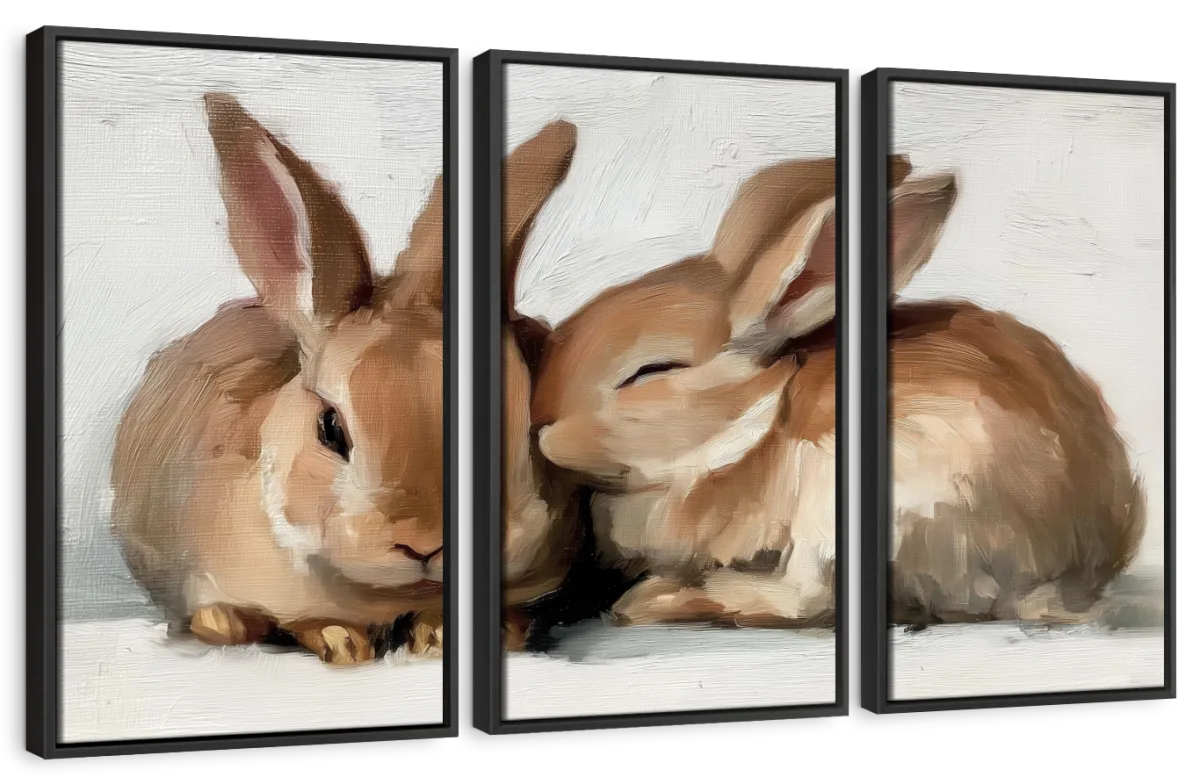 Two Rabbits Snuggled Together Wall Art - Image 26