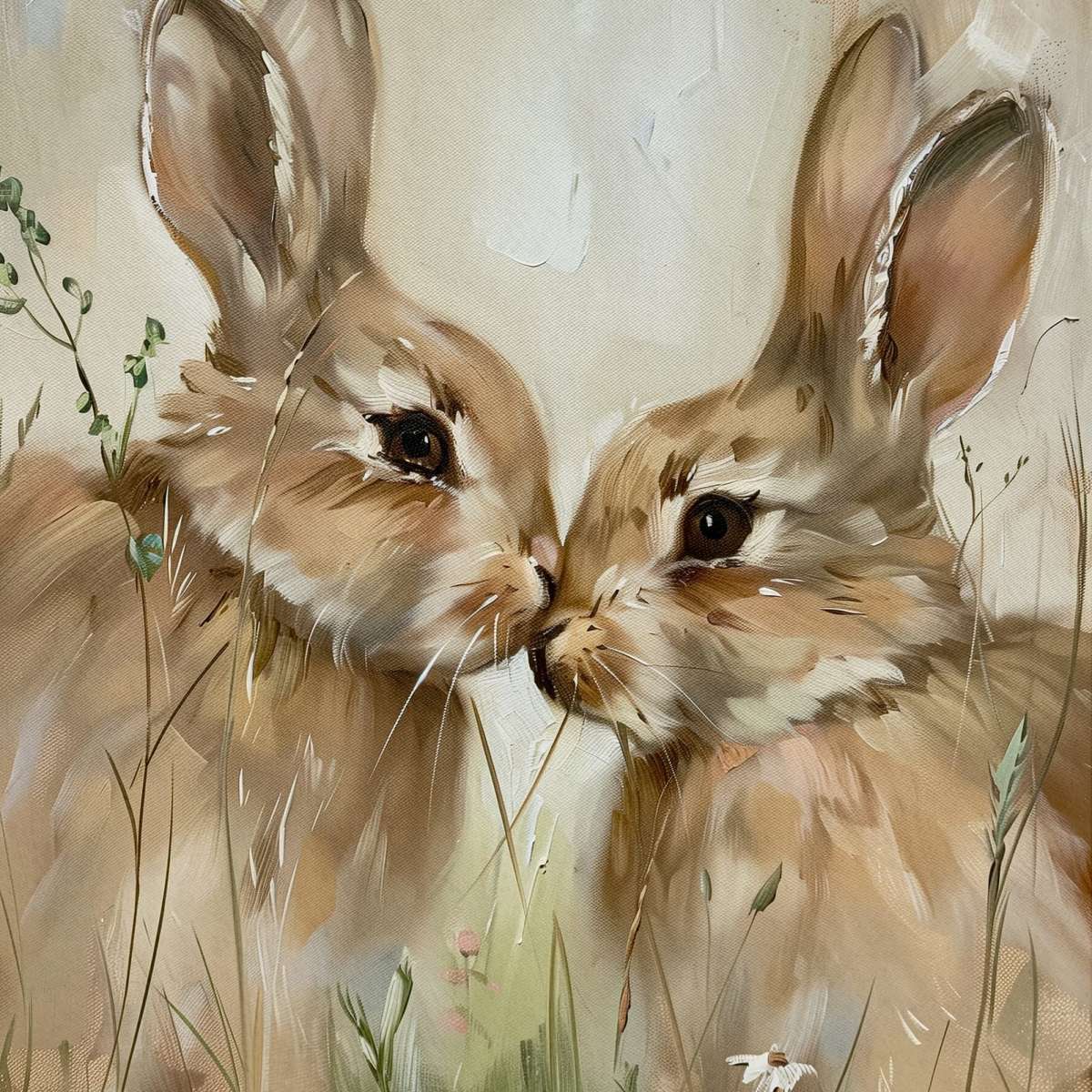 Two Rabbits Touching Noses Wall Art - Image 2