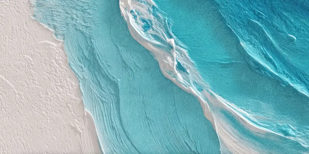 Vibrant Turquoise Wave Aerial View Textured Painting Wall Art - Image 16