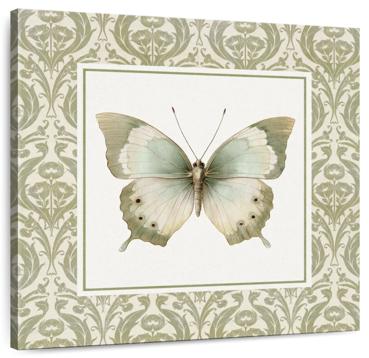 Vintage Butterfly on Damask Wall Art