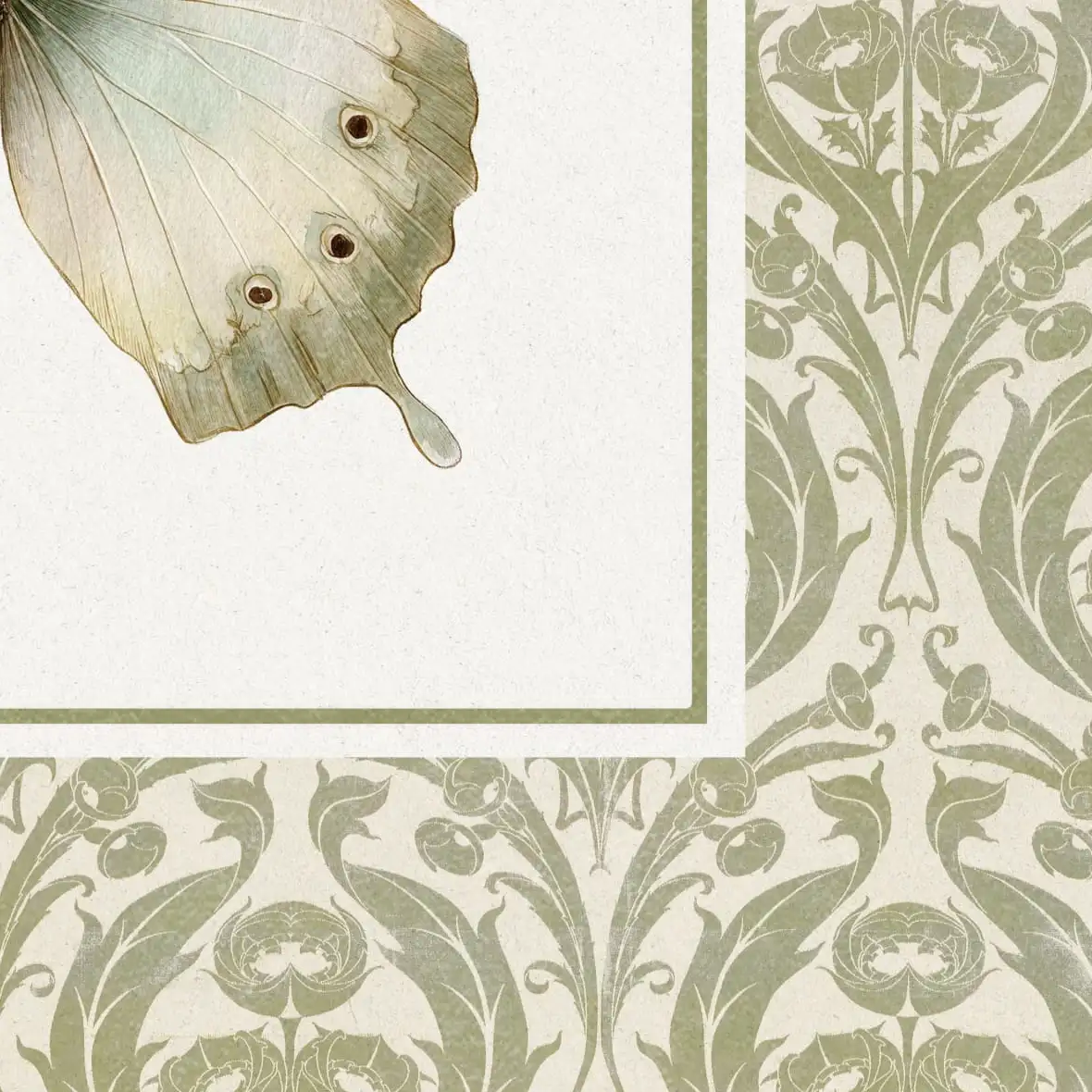 Vintage Butterfly on Damask Wall Art - Image 17